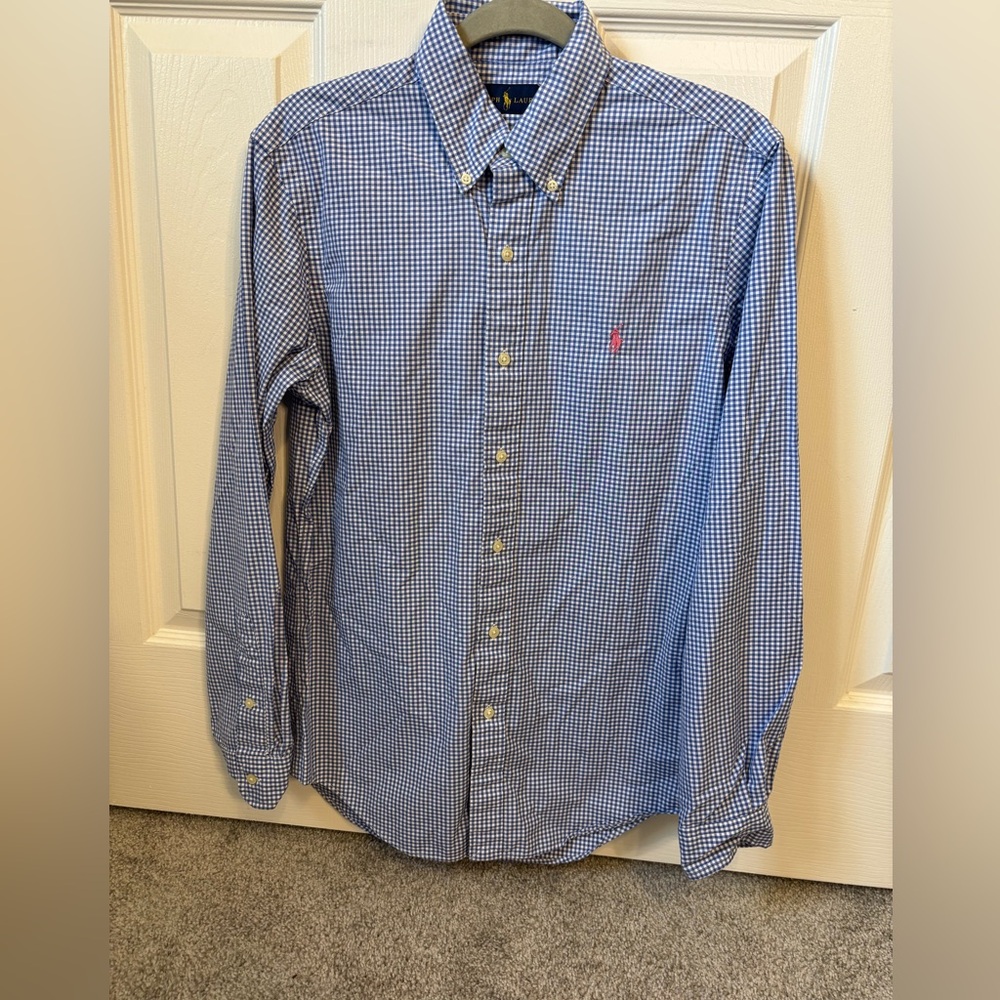 Ralph Lauren Small Blue and White Checkered Button Down Shirt